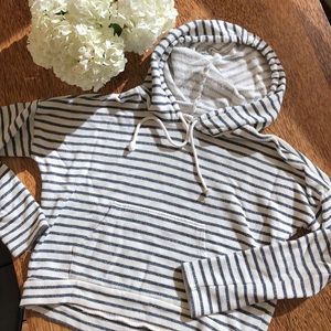 Blue and white striped hoodie Medium